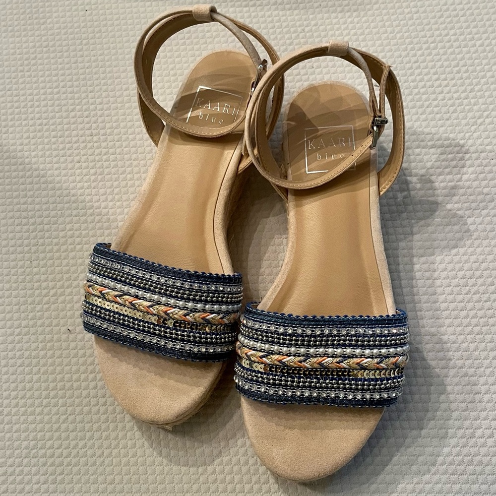 Women’s Shoes: Size 7 Sandals Espadrille Open Toe - Kaari Blue